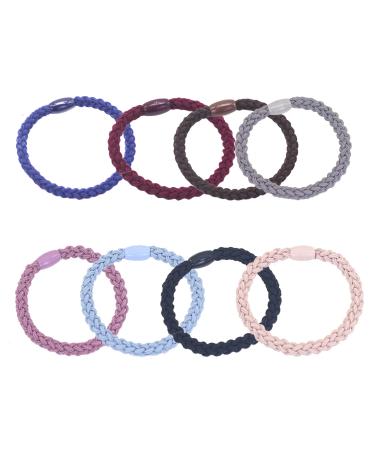 Elastic braided hair volumes 40 -piece thick cotton hair tie hair accessories for thick heavy and curly hair stretchy ponytail holder (8 colors)