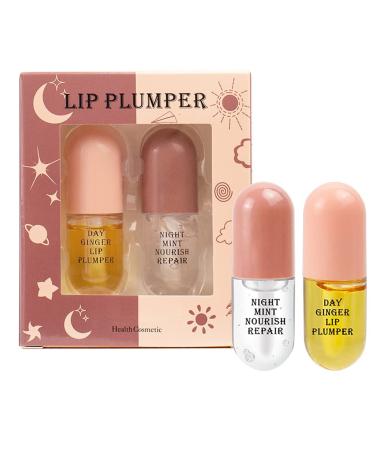 2 pieces of natural lip plumper - day + night natural lip plumper plant extract clumsy lip serum derol lip plumper lip plumper lip plumping balm moisturized clear lip oil lip maximizer lip gloss