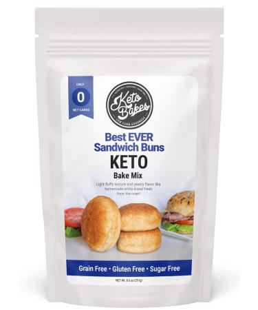 KetoBakes Zero Carb Bread Mix - 0g Net Carbs - Clean Keto and Gluten Free Buns Baking Mix - Easy to Bake - No Starches - Makes 8 Buns (8.6oz Mix) - Non-GMO, Dairy Free, Wheat Free Bread, Diabetic Friendly 8.6 Ounce (Pack o…