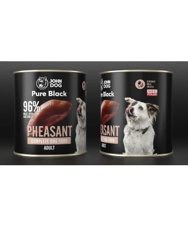 JOHN DOG Pure Black Fasan wet dog food 6 x 800 g For dogs prone to allergies Grain-free dog food with 96% meat and offal For adult dogs of all ages - Buy Online on GoSupps.com