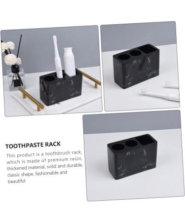 Zerodeko 3-Piece Toothbrush Holder Set - Bamboo Bathroom Organizer Razor & Toothpaste Rack - Black - 14x6.1x9 cm - Buy Online on GoSupps.com