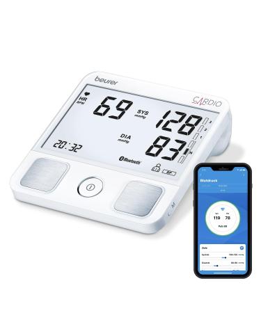 Beurer BM 93 Cardio upper arm blood pressure meter with 1-channel EKG function for recording the heart rhythm recognizes atrial fibrillation and extrasystoles "Beurer HealthManager" app integrated ECG electrodes