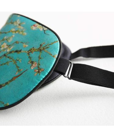 Tim Tina Silk Sleep Mask for Women Men - Adjustable Comfortable Eye Mask for Travel, Yoga, Nap - Green Flower Design - Buy Online on GoSupps.com