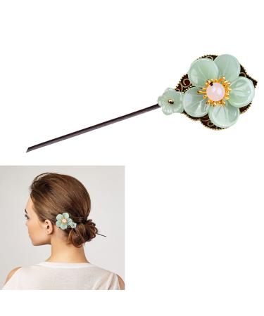 Chinese Hair Sticks for Women Buns  Retro Decorative Flower Hair Chopsticks  Vintage Chinese Flower Hairpins  Hanfu Hair Accessories for Long Hair green