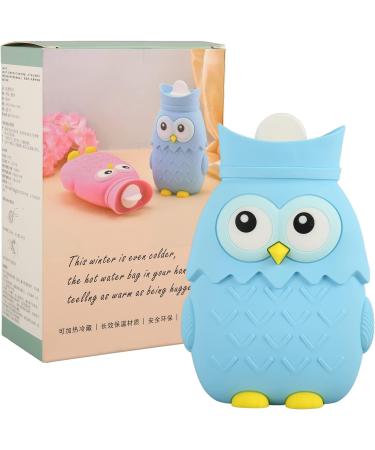 Hot Water Bag - Cute Owl Shape 400ml Leak-proof & Waterproof Injection Hot Water Bottle for Hot Compresses - Portable Light Blue - Buy Online on GoSupps.com