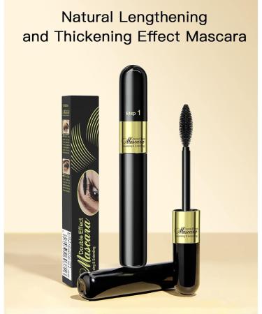 2PCS 4D Silk Fiber Lash Mascara 2 in 1 Mascara For Natural Lengthening And Thickening Effect(Pack of Black) 2pcs Black - Buy Online on GoSupps.com