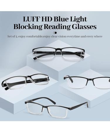 LUFF 4PACK Reading Glasses for Men & Women - Anti Blue Light Computer Readers 1.5x - Comfortable & Stylish - Buy Online on GoSupps.com
