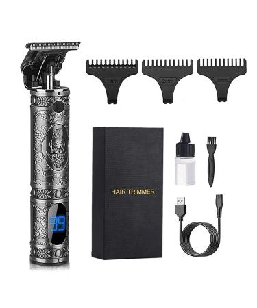 Hair Trimmer for Men Bestauty Beard Trimmer Zero Gapped for Barber Cordless LCD Display Beard Trimmer Rechargeable,Include Clipper Oil Silver