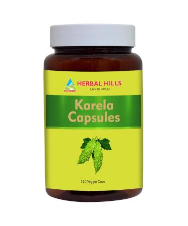 HERBAL HILLS Bitter Melon/Bitter Gourd/Karela Capsules (Momordica Charantia) | 120 Count (900 mg) | Best for Eye & Skin Health