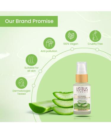 Lotus Herbals Active Aloe + Niacinamide Brightening Boost Serum | Enhances Radiance & Hydrates Skin | Praben Free | All Skin Types 30ml - Buy Online on GoSupps.com