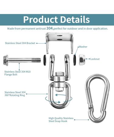 Newtion 1100 LB Capacity Stainless Steel Swing Hangers & Snap Hooks - Heavy Duty Set for Trapeze, Yoga, Hammock - 2 PCS - Buy Online on GoSupps.com