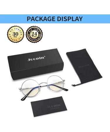 Joopin Blue Light Filter Glasses for Men - Round Metal Frame Gaming & Computer Glasses - Anti-Blue Light A22-Sliber - Buy Online on GoSupps.com