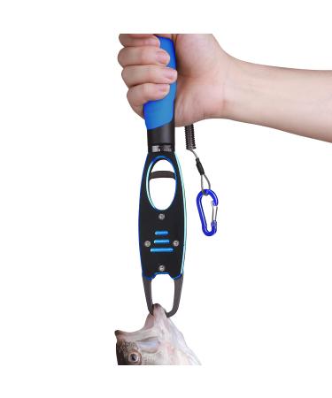 Night Cat Fish Lip Gripper with Scale 2 in 1 Aluminum Alloy Fish Lip Grabber Professional Fishing Lip Gripper Tool Kit for Men BLUE BLUE Gripper Scale