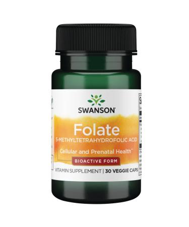 Swanson Folate (5-Methyltetrahydrofolic Acid) 400 mcg 30 Veg Capsules