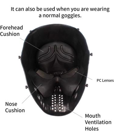 Anyoupin Skull Skeleton Full Face Airsoft Paintball Mask with Gray PC Lenses - M06 Tactical Mask for Halloween, Cosplay, and Masquerade Parties - Buy Online on GoSupps.com
