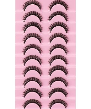 Eyelashes Russian Strip Lashes Natural Fluffy Wispy D Curly Effect Hybrid Strip Lashes Look Like Extensions 10 Pairs (D-01) - Buy Online on GoSupps.com