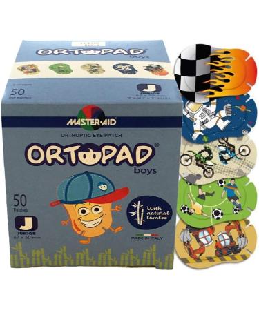 Ortopad Bamboo Boys Eye Patches - Junior Size 0-2 yrs (50/Box) Racing Flames | Eco-Friendly Pediatric Eye Care - Buy Online on GoSupps.com