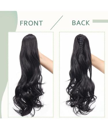 Curly Wavy 18 Inch Synthetic Claw On Ponytail Extension Natural Black - Buy Online on GoSupps.com