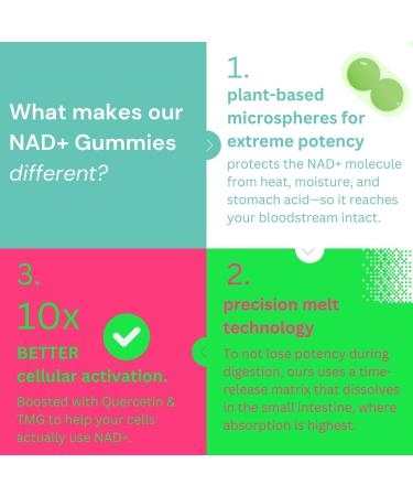 NAD+ Gummies 800mg Niacinamide | Flush-Free B3 B12 Quercetin L-Tryptophan & Resveratrol | Sugar-Free Vegan NAD Supplement for Energy Focus Aging & Cellular Repair. 90 Gummies - Buy Online on GoSupps.com