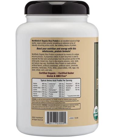 NutriBiotic Raw Organic Rice Protein - 1 lb 5 oz (600g) | Plant-Based Protein Supplement - Buy Online on GoSupps.com