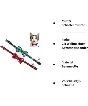 Buy Removable Fly Christmas Cat Collars - Cute Checked Pattern Adjustable and Durable for Cats & Small Dogs - 2 Pack - Buy Online on GoSupps.com