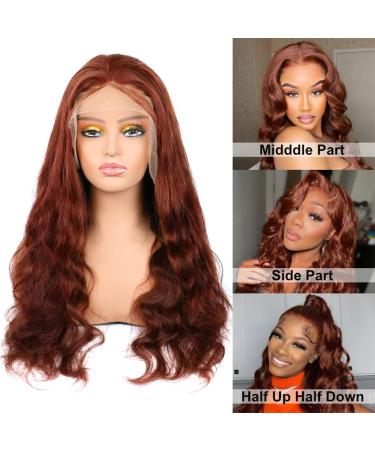 Reddish Brown 22 Body Wave Human Hair Lace Front Wig | 180% Density Auburn Brown Wig for Black Women - Buy Online on GoSupps.com
