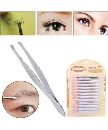 SunshineFace 12pcs Stainless Steel Slant Tweezers - Eyebrow Shaping & Hair Removal Makeup Tool - International Shipping Available - Buy Online on GoSupps.com
