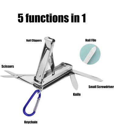 5in1 Multi Tool Nail Clippers Ultra Slim Foldable Multifunctional Pocket Nail Cutter With Nail File Nose Hair Scissors Screwdriver Key Chain Portable Mini Multi Nail Clippers for Travel Hiking Camping - Buy Online on GoSupps.com