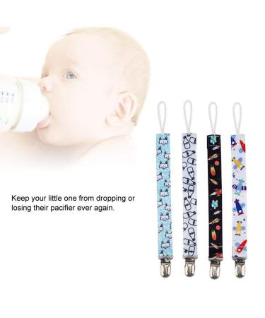 4 Pieces Baby Pacifier Clip Chains - Teether & Nipple Holder Leash | Ideal Baby Shower Gift | Shop Internationally - Buy Online on GoSupps.com