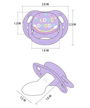 CutiePlusU Adult Pacifier Dummy 2 Pack Kittens & I Love Daddy Print, Big Shield - Green Purple Combo - 2 Count - Buy Online on GoSupps.com
