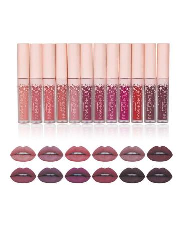 Kingknow 12 Colour Lip Gloss Waterproof Long-Lasting Matte Liquid Make-Up Lipstick Cosmetics
