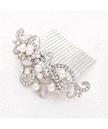 Yean Decorative Bride Wedding Hair Combs with Rhinestones Bridal Hair Accessories for Bridesmaids (Silver)