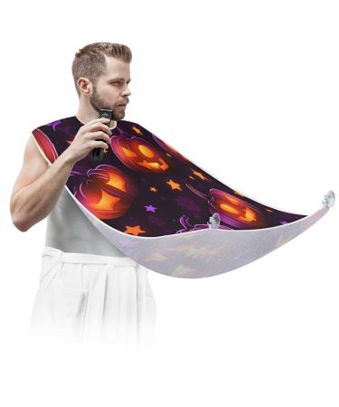 Halloween Pumpkin Beard Bib Apron Beard Hair Catcher for Men Shaving Fathers Day Anniversary Christmas Gifts for Dad Husband Beard Bib with 2 Suction Cups