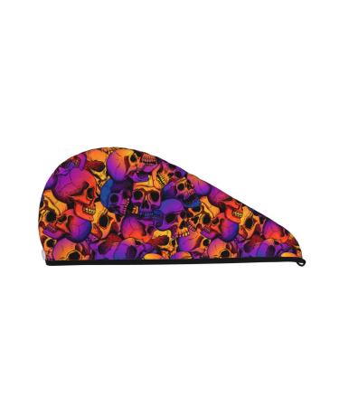 Skull Microfiber Hair Towel Soft Super Absorbent Hair Towel Wrap for Women Coral Velvet Quick Dry Hair Cap for Long Curly and Thick Hair