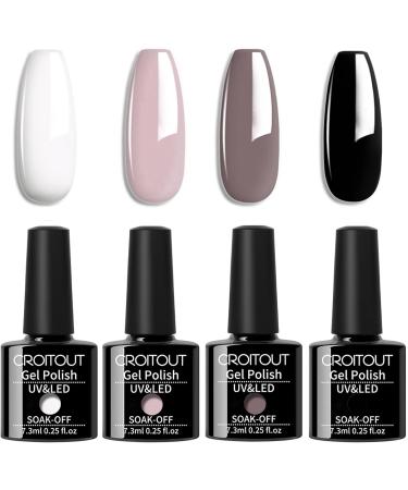 Croitout UV Gel Nail Polish Set Shellac Nail Gel Polish Colours Set Sock Off Gel Nail Polishes Set Polish Gel Nail Kit for Home DIY Manicure Nail Salon Best Gift for Women 4 x 7.3ml UK-4CS-007 0.25 ml (Pack of 4) - Buy Online on GoSupps.com