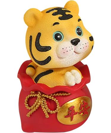 Beavorty 2 pcs year of the tiger bobble head ornament christmas toys light house decorations for home small animal toys Resin Lovely Animal Ornament car chinese mascot toys Home Tiger Decor Redx2pcs 6X6X9.5CMx2pcs - Buy Online on GoSupps.com