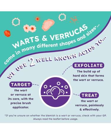 Wartie Liquid Verruca and Wart Remover - Fast Acting Treatment for Hands and Feet - Safe for Adults and Children 4+ - Includes 18 Protective Plasters - Buy Online on GoSupps.com