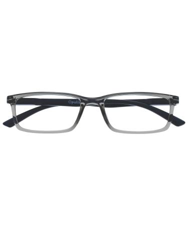 Opulize sea glasses Blue light filter narrow frame spring hinges improve the sleep computer glasses gaming anti-reflective men B9 +3.50 diopters gray