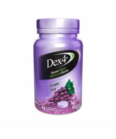 Dex4 Glucose Tablets Grape 50 Count Bottle Each Tablet Contains 4g of Carbs Grape 50 Count (Pack of 1)