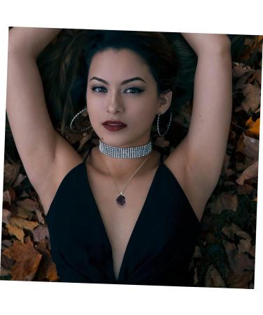 FOMIYES 1pc Rose Quartz Pendant Necklace A Necklace Birthstone Necklaces Crystal Peach Blossom Necklace Gem Purple 3.5X2CM - Buy Online on GoSupps.com