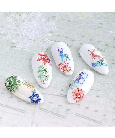 JMEOWIO 8 Sheets Christmas Nail Art Stickers Decals Colorful Golden Self-Adhesive DIY Nail Sticker Decals Design Nail Decorations for Party Women Girls - Colorful - Buy Online on GoSupps.com