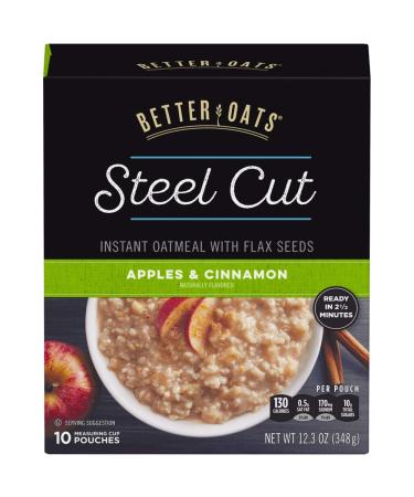 Better Oats Steel Cut Instant Oatmeal with Flax Seeds, Apples & Cinnamon - 6 Pack (12.3 oz) - Buy Online on GoSupps.com