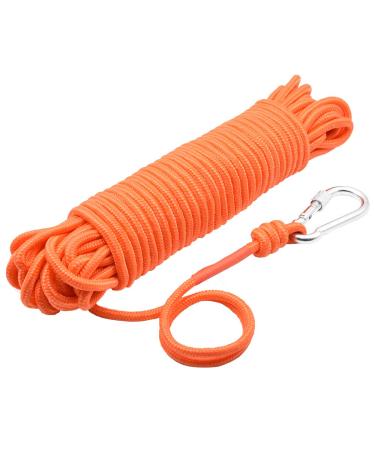 Magnet Fishing Rope with Hooks- All Purpose Nylon High Strengte Cord Rope - 65 Feet - Diameter 6mm/8mm - Approximately 1/4" / 1/3" (Orange, 6mm Diameter) Orange 6mm Diameter