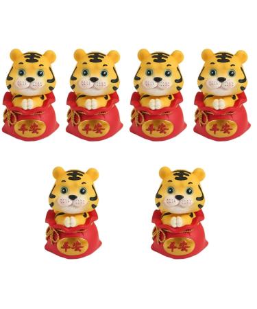 FOMIYES 6 pcs year of the tiger bobble head ornament chinese zodiac tiger sculpture new year cake decor year of the figurine car bubble head figure statue success puppet resin office desk Redx6pcs 6X6X9.5CMx6pcs