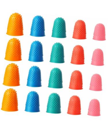 FRCOLOR 20pcs Silicone Finger Cot Finger Support Sleeve Silicone Thumb Protector Guitar Accesories Food Hair Clips Finger Protectors for Products Grip Rubber Play The Piano Assorted Color 2.4X1.9cm