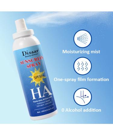 Sunscreen Spray SPF50+ with Hyaluronic Acid & Snail Extract - Hydration & Repair for UVA/UVB Protection | 160ml - Buy Online on GoSupps.com