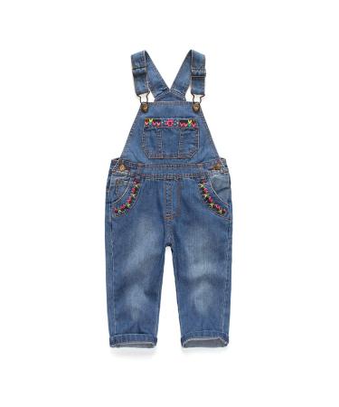 KIDSCOOL SPACE Baby & Little Boys/girls Water Washed Ripped Soft Denim Overalls 18-24 Months Light Blue-2000