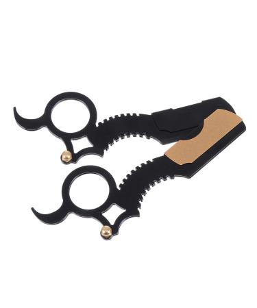 Frcolor 2st razor holder Bartschneider ergonomic beard shears hairdresser razor finger finger razor manual beard manual razor vintage replacement stainless steel coating man