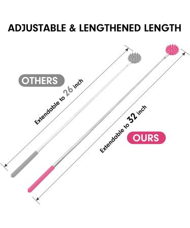 Telescoping Back Scratcher with 3 Detachable Heads | Extendable Bear Claw/Rake Scratcher | Pink | Tukuos - Buy Online on GoSupps.com