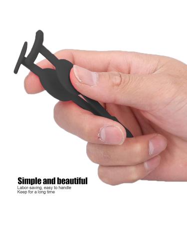 Premium Stainless Steel Eyelash Tweezers - Curved & Shaped for Easy Application | Durable & Comfortable Silicone Grip | Perfect for False Eyelashes - Black - Buy Online on GoSupps.com